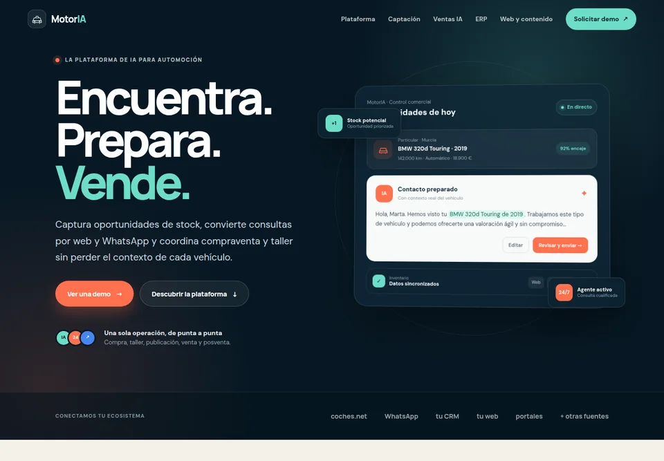 MotorIA — captura de la plataforma