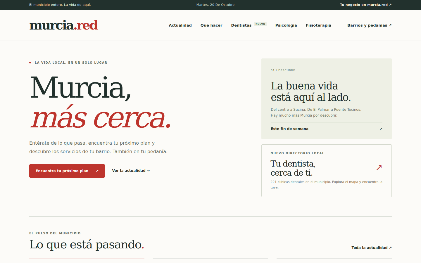 Murcia.red — Screenshot der Plattform