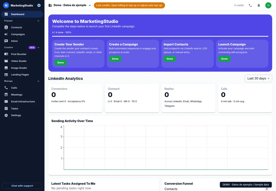 MarketingStudio — captura de la plataforma