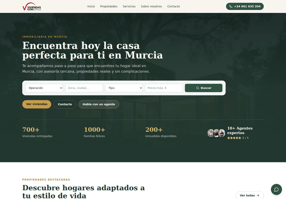 Viviendas con Estilo — captura de la plataforma